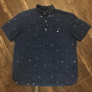 Ralph Lauren Navy Stars Button Down Short Sleeve L
